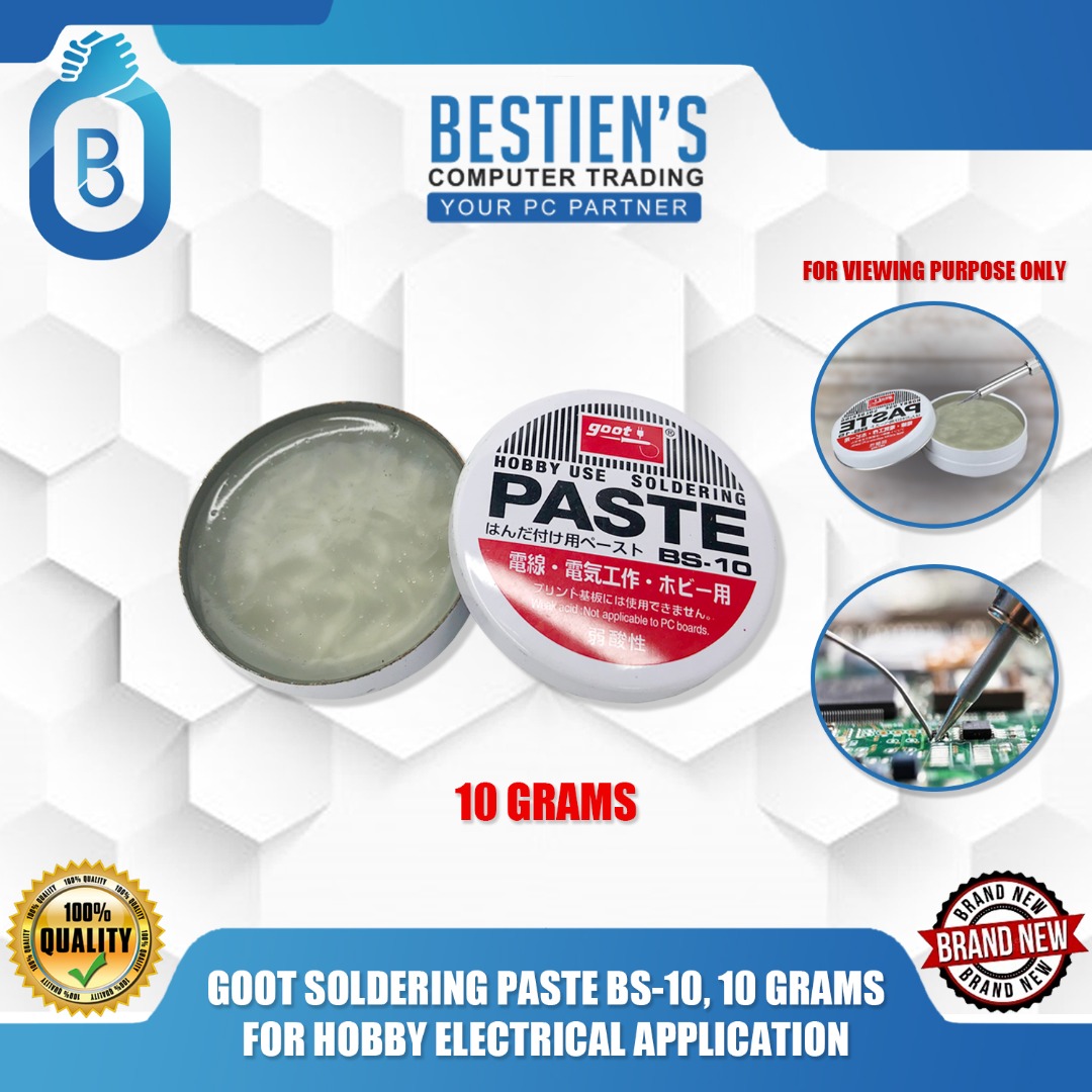 GOOT SOLDERING PASTE BS10, 10 GRAMS, FOR HOBBY ELECTRICAL APPLICATION
