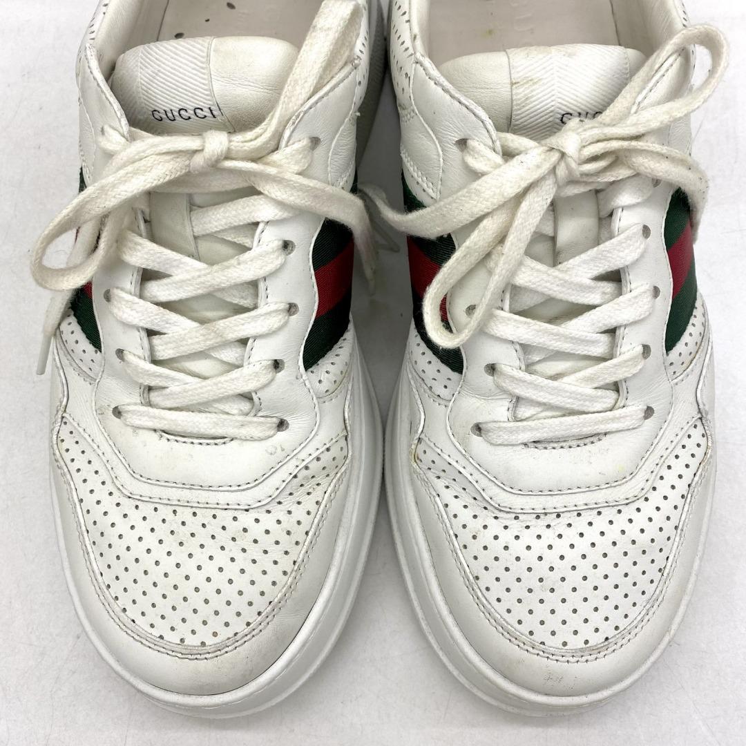 GUCCI 670415 WHITE LEATHER WEB SNEAKERS 227021959 Men s Fashion