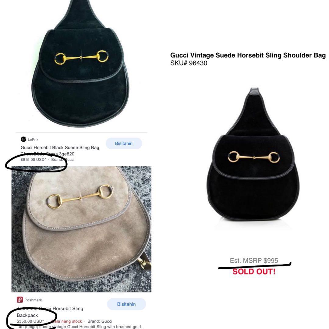Gucci Vintage Suede Horsebit Sling Bag - Brown Shoulder Bags, Handbags -  GUC180442