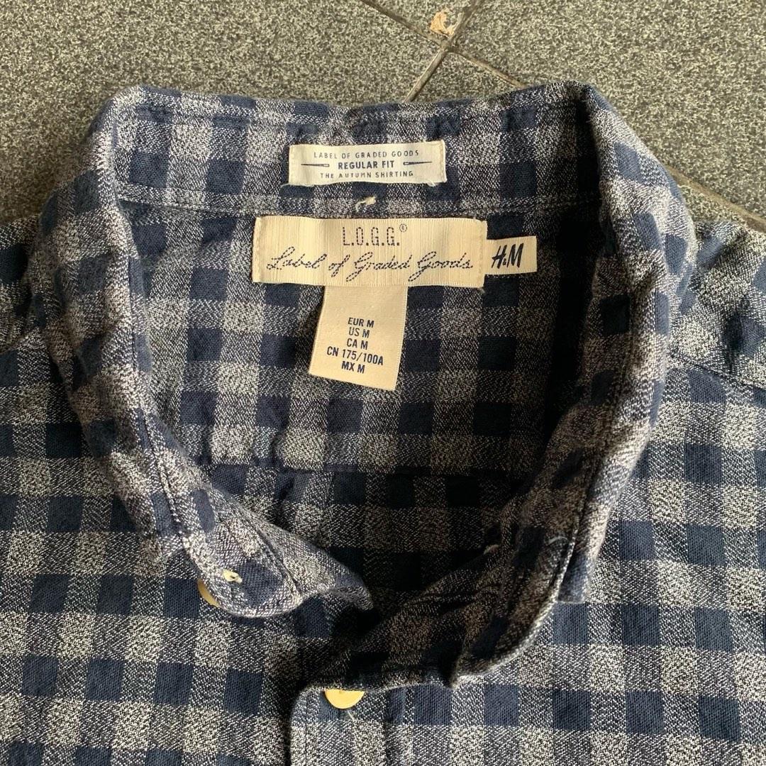 H&M Flannel, Fesyen Pria, Pakaian , Atasan di Carousell