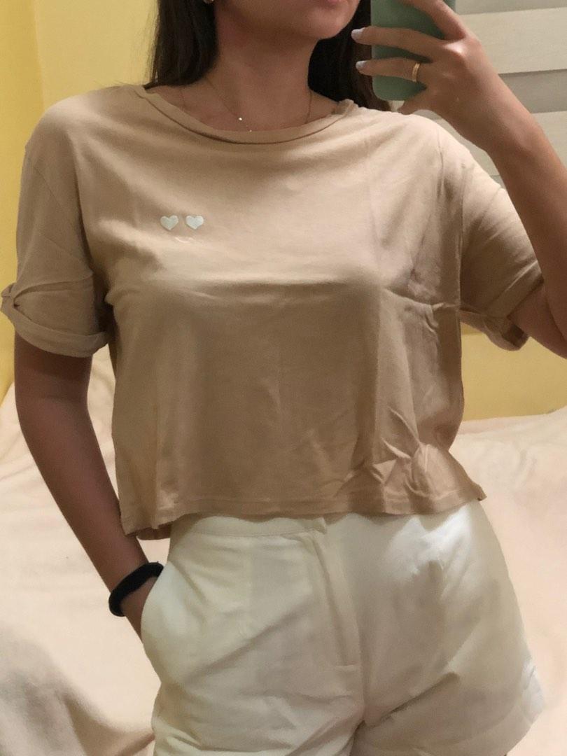 H&M Nude T-Shirt, Women's Fashion, Tops, Shirts on Carousell