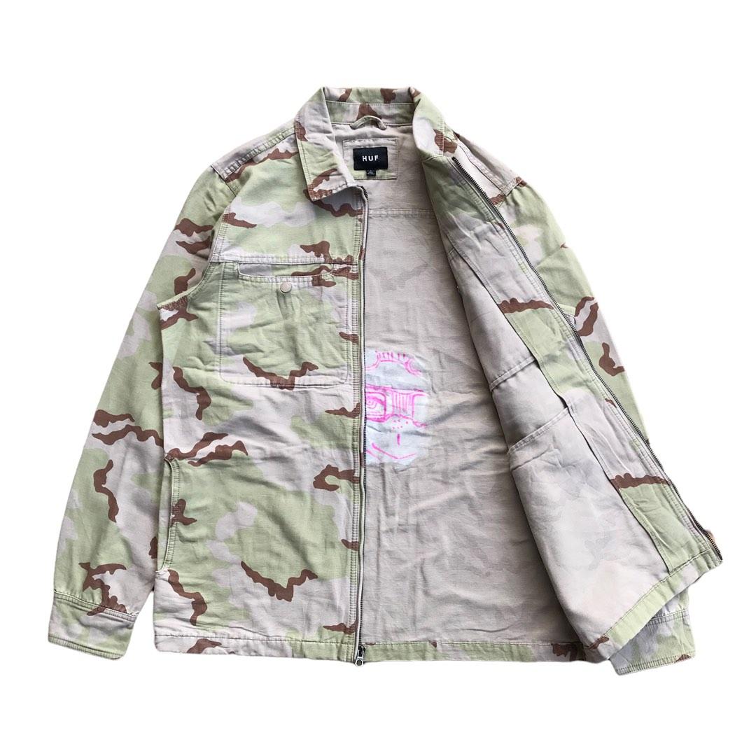 Huf Worlwide Camo Work Jacket, Fesyen Pria, Pakaian , Atasan di