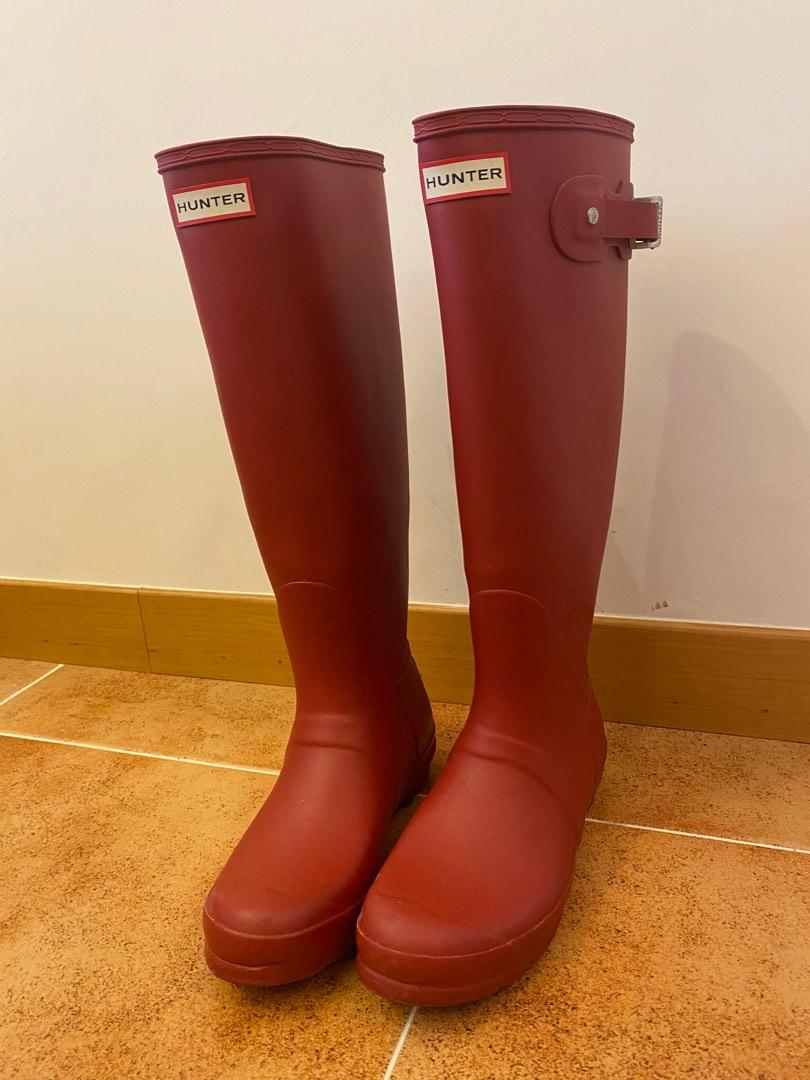 Hunter original tall rain boot military red