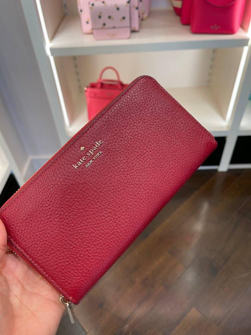 Kate Spade Leila Large Continental Wallet in Red Currant, Luxury, Bags &  Wallets on Carousell
