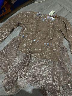 Kebaya coklat panjang / atasan wisuda / baju wisuda