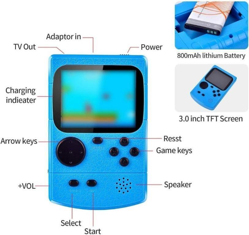 Kiztoys Retro Games Console Portable Kids Handheld Game Console with