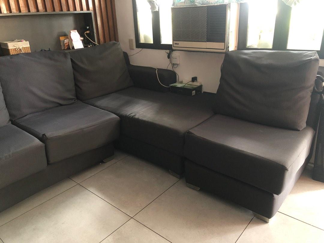 L Shape Sofa (Category: Sofas) located in Manila. Submitted by artsygunda (Listing ID 1182917442, Image 3). Description: Excellent condition L shape sofa Navy Blue 3pc set with 2 pillows Bought at SM Home for 28K Slightly Negotiable Hard to let go Sofa Rfs: needs space at living room .