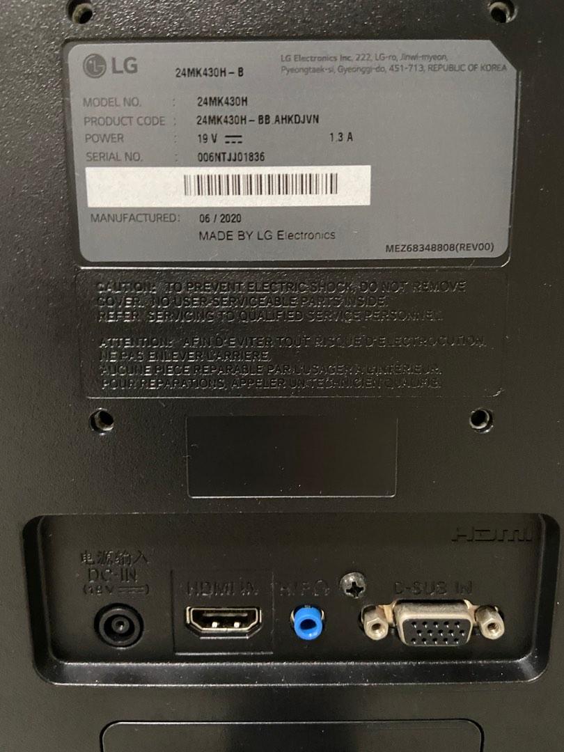 LG Monitor Model 24MK430H ( 2 avail ), Computers & Tech, Parts
