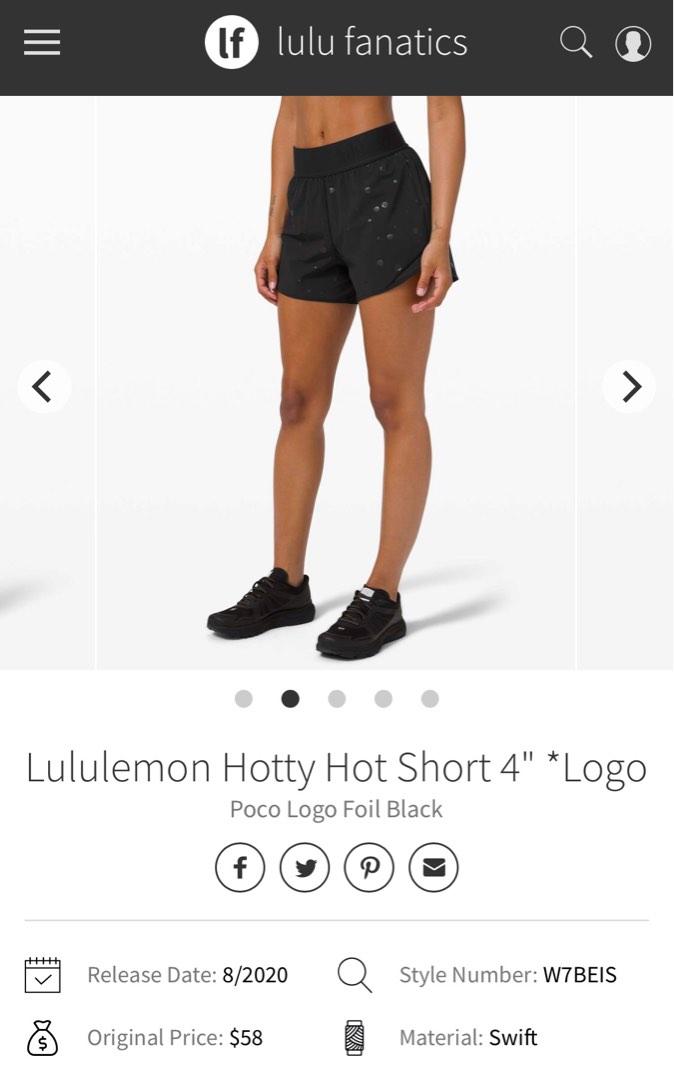 lululemon Hotty Hot Short 4” logo, Women's Fashion, Activewear on Carousell