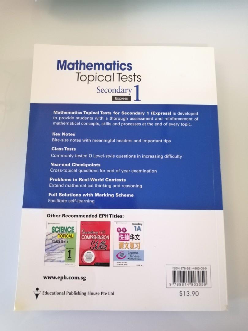 Mathematics Topical Test Sec 1 express, Hobbies \u0026 Toys, Books \u0026 Magazines, Assessment Books on ...