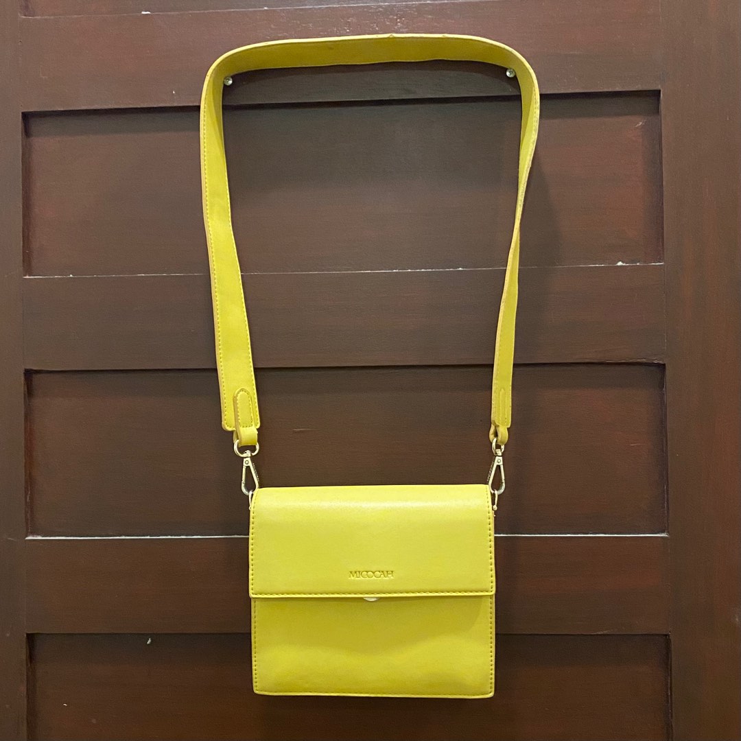 MICOCAH Mustard Yellow Structured Stand Alone Sling Bag with Thick