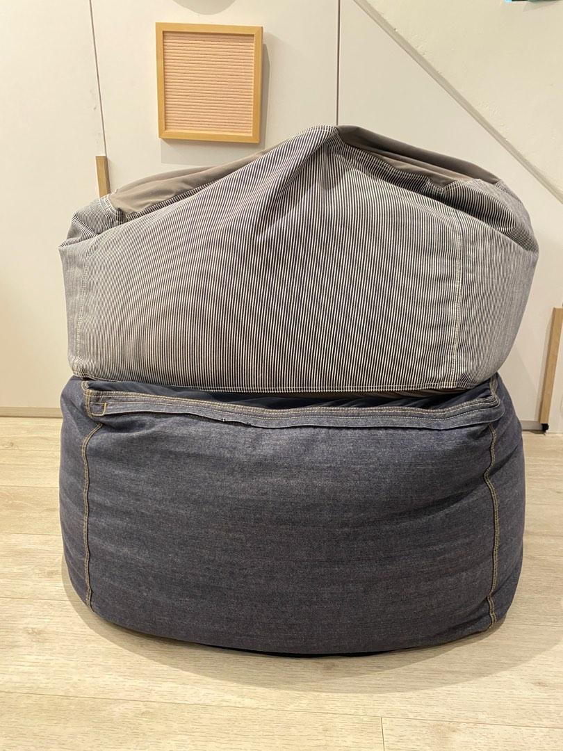 Muji Bean Bag Grey & Navy, Furniture & Home Living, Furniture, Other