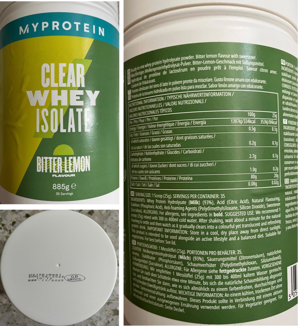 MyProtein Clear Whey Isolate Bitter Lemon, Peach Tea and Orange Mango