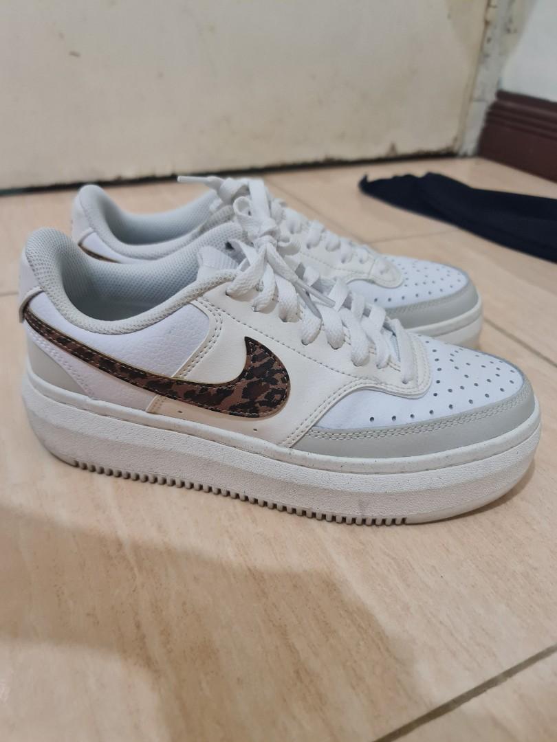 NIKE Court Vision Alta White Leopard Print size 39 Fesyen Wanita