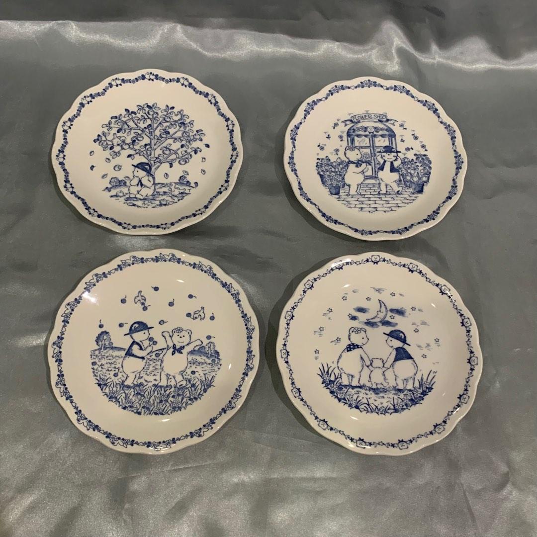 NIKKO Tableware Japan Teddy Bear Blue and White Ceramic Porcelain