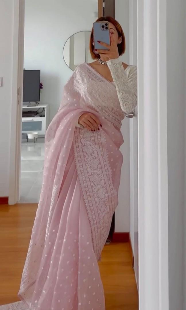 Buy organza top saree