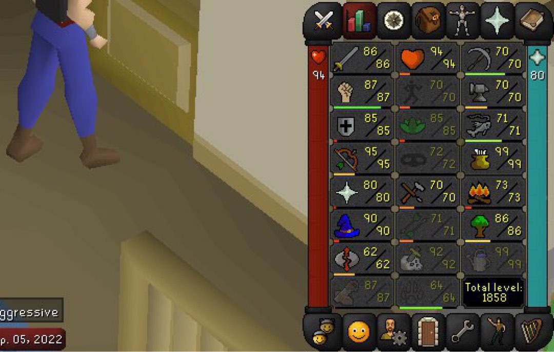 OSRS Main account 1800+ total, 10 year+ old account, Video Gaming