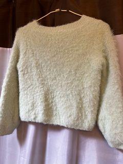 Pale green fuzzy sweater