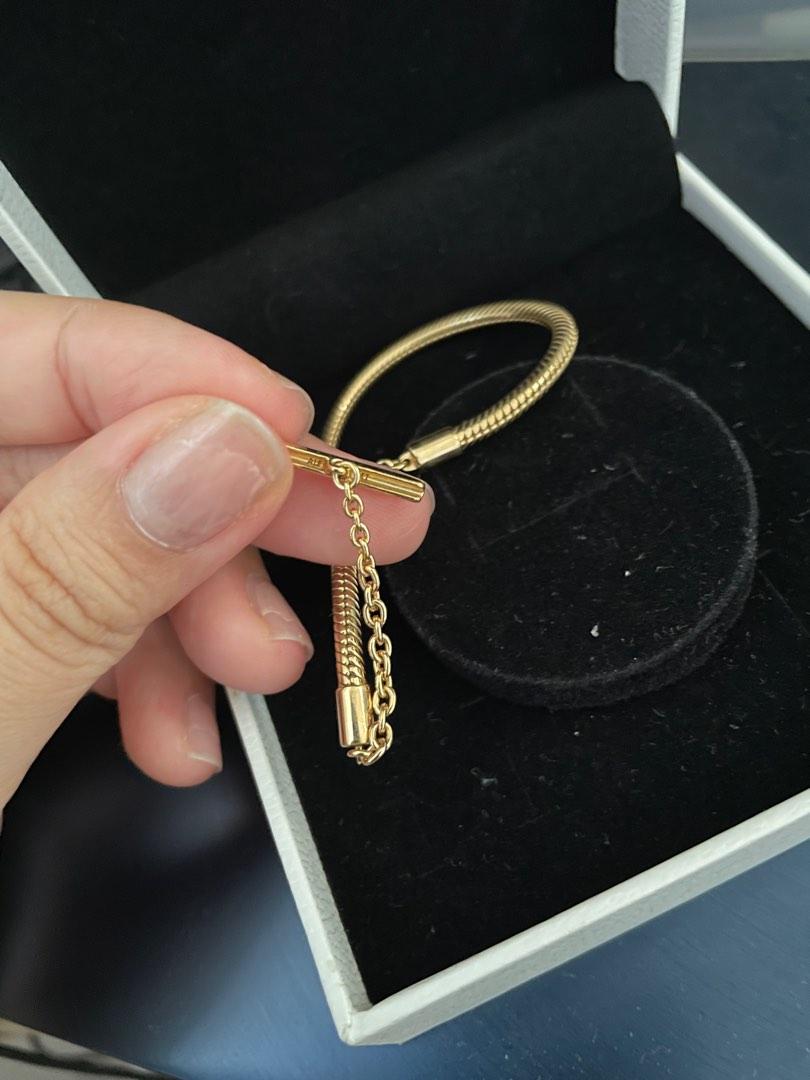 Pandora Moments Tbar Snake Chain Bracelet In Gold, Women's Fashion