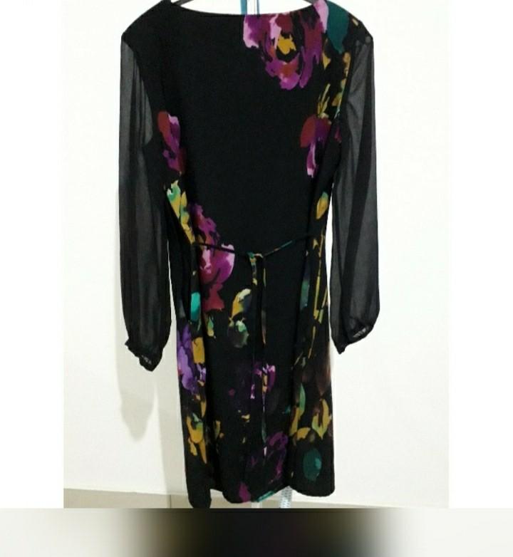 Peruna brand dress black with purple flowers