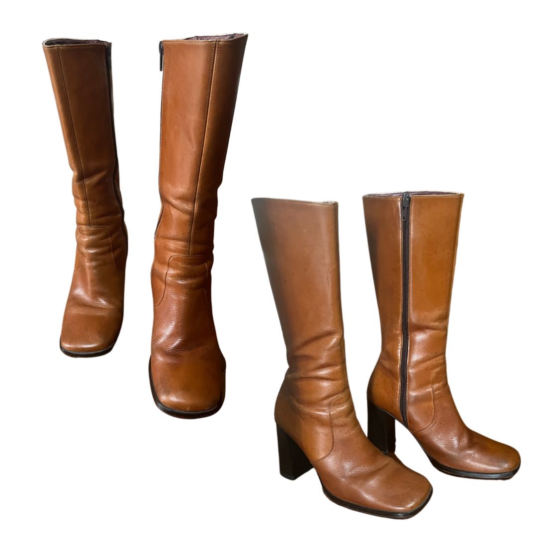 Brown Leather High Heel Boots, Women's Fashion, Footwear, Boots on — free download