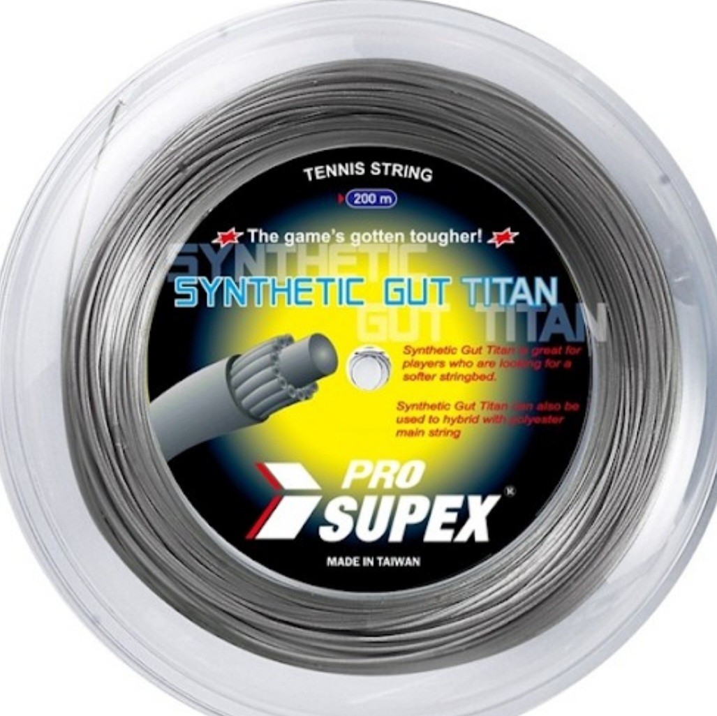 PRO SUPEX SYNTHETIC GUT TITAN TENNIS STRING REEL 17g 1.25mm, Sports  Equipment, Sports & Games, Racket & Ball Sports on Carousell