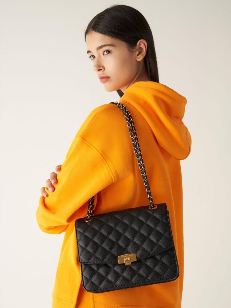 C K Quilted Push Lock Clutch Bag Women s Fashion Bags Wallets