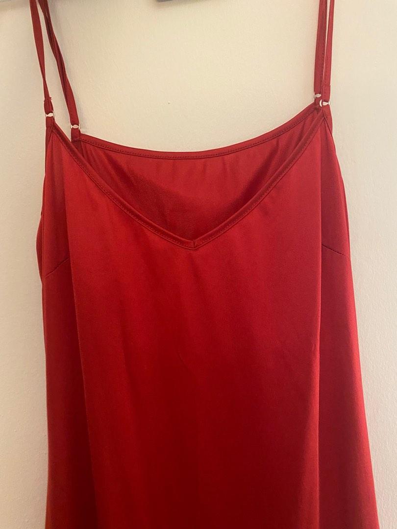 Red slip dress