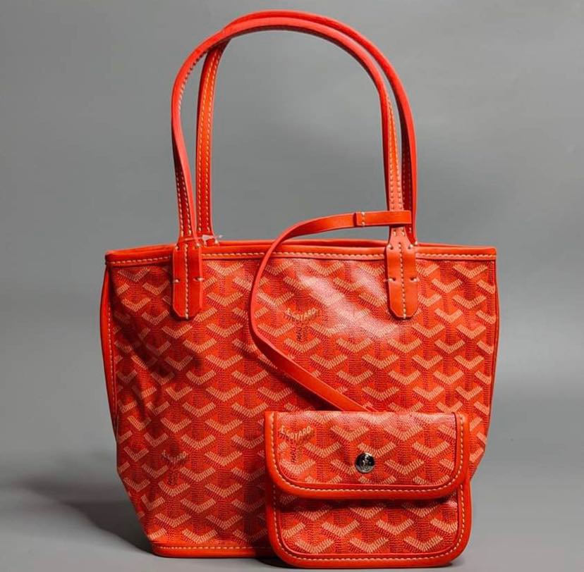 RUSH GOYARD MINI ANJOU REVERSIBLE LEATHER TOTE BAG IN RED FREE SHIPPING,  Luxury, Bags & Wallets on Carousell