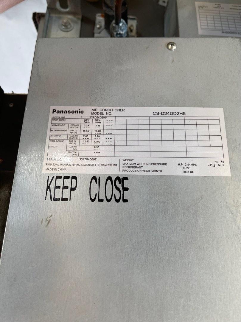 Second Hand AC Panasonic non inverter slightly used (Category: Air Conditioning and Heating) located in Makati City. Submitted by dmss5246 (Listing ID 1183104038, Image 1). Description: Duct type split type Ac unit Wall remote controller With outdoor unit 3hp Have 13 units .