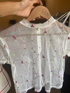 See through floral top