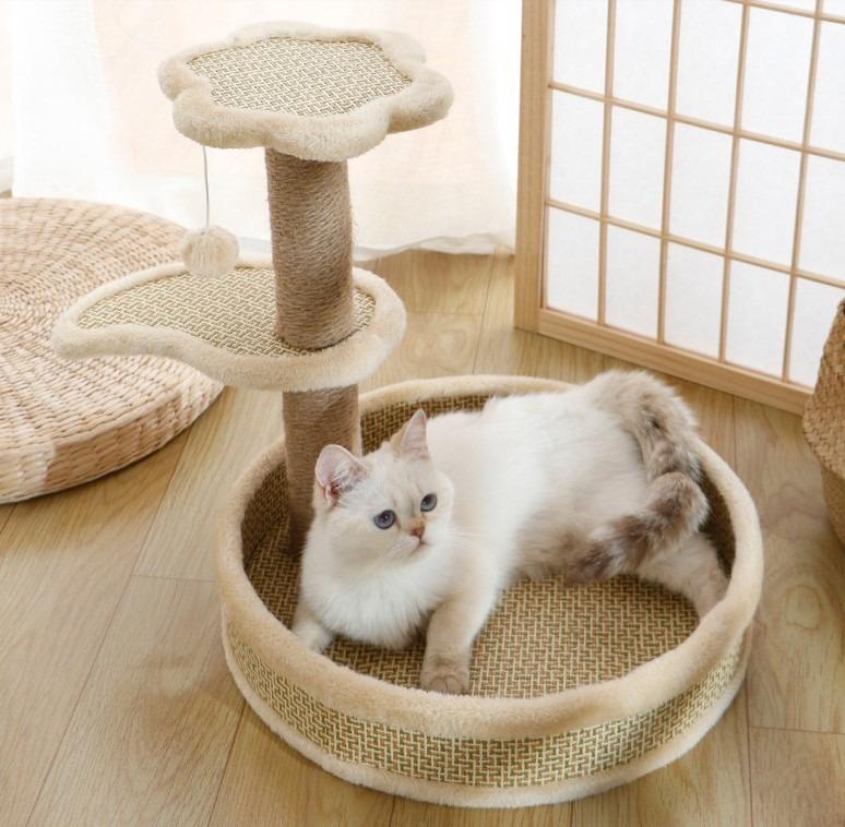 [SG STOCK] 44CM Rattan scratching cat post/Cat sisal scratch post/cat