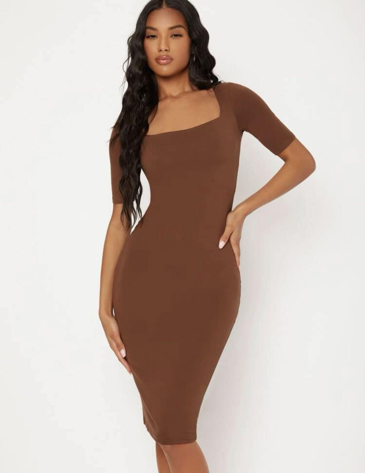 Shein Square Neck Bodycon Dress Women s Fashion Dresses Sets