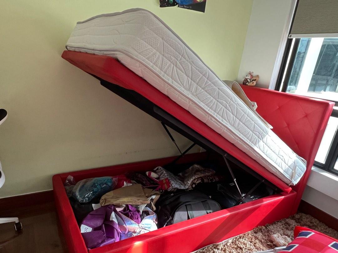 Super single Bed with mattress and storage, Furniture & Home Living