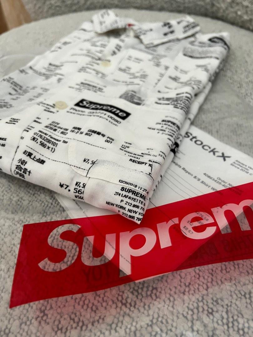 送料無料/新品 Supreme Rayon Rayon Receipts シャツ ecoinnvites.com White Rayon L S/S  Shirt Supreme Receipts White S/S L トップス