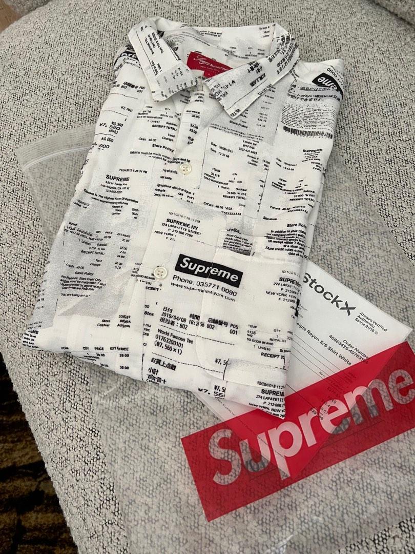 Supreme receipts rayon s/s shirt, 男裝, 上身及套裝, T-shirt、恤衫