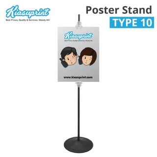 Type 10: Black Round Flat Based Poster Stand With Clip Holder