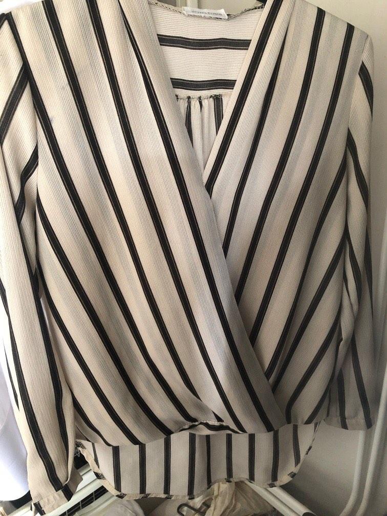 Transparent V Neck Flared Sleeve Blouse