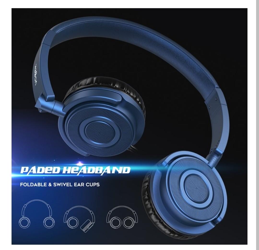 VOGEK On Ear Headphones with Microphone Lightweight Folding Stereo Bass Headphones Sapphire Audio Headphones Headsets on Carousell
