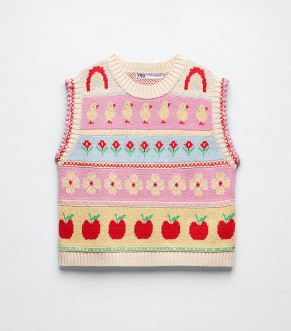 ZARA JACQUARD KNIT VEST, Women's 