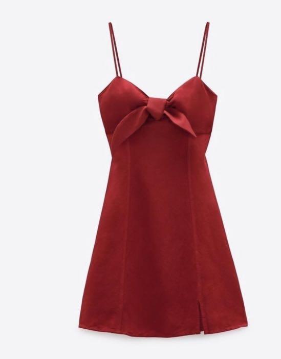 Zara Red Bow dress Women s Fashion Dresses Sets Dresses on