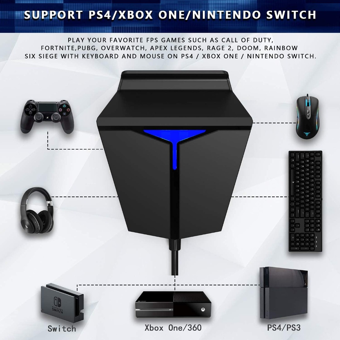 1644 Darkwalker Fo214 Fps Game Keyboard And Mouse Adapter For Ps4 Xbox One Nintendo Switch Voice Chat Support Video Gaming Gaming Accessories Cables Chargers On Carousell