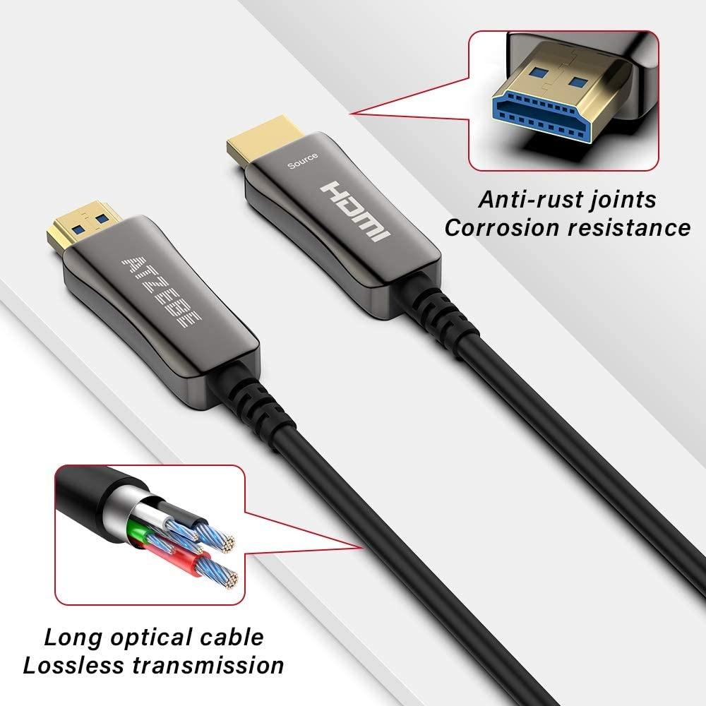 SG STOCKS FREE DELIVERY - ATZEBE Fiber Optic HDMI Cable -50m, HDMI