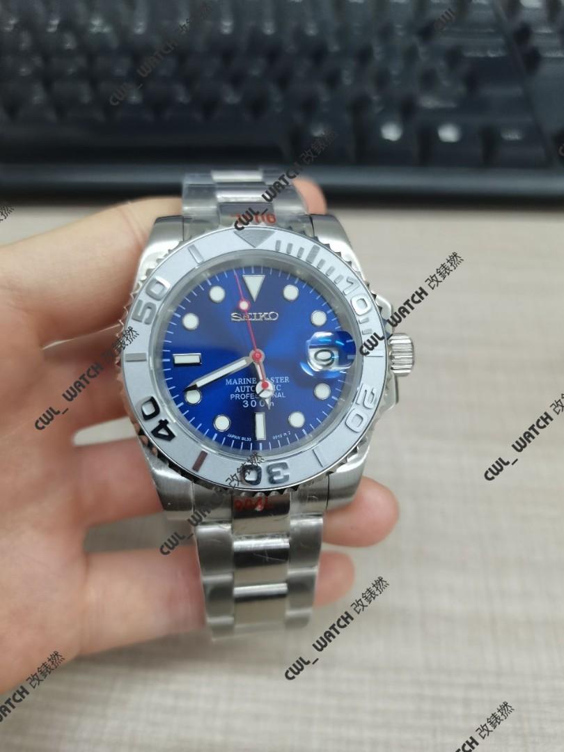 🔵🛥 SEIKO MOD 改裝藍面紅針YACHTMASTER 🛥 🔵, 名牌, 手錶- Carousell