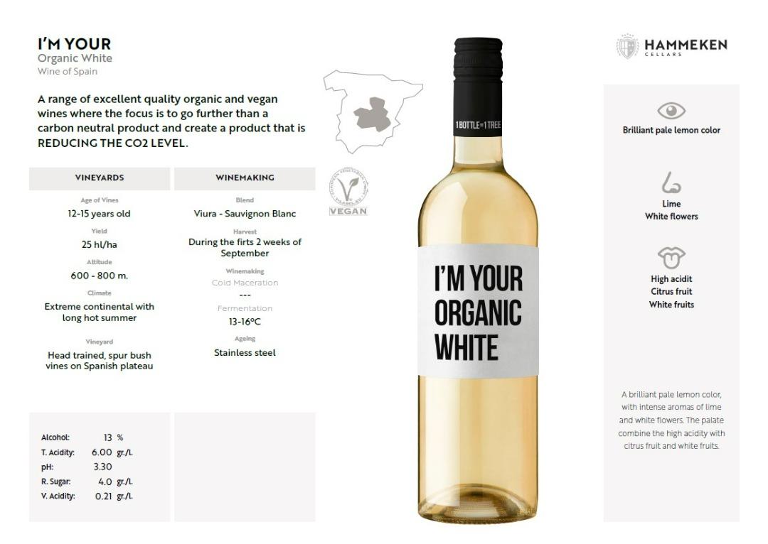 西班牙_白葡萄酒 Spain Organic White Wine 750ml （分類：酒精飲料）位於 Hong Kong。 由 enochope_co_ltd 提交（商品編號 1183188791，圖片 2）。簡介： 箱優惠價: $810/6支 (@135/支) 雙優惠價: $280/2支 (@140/支) 零售特價: $168/1支 (原價: $268/支) 大量批發: 超優惠價另議 . #西班牙白葡萄酒750ml Spain Organic White Wine . 酒精濃度：13% 產地國家：西班牙 每瓶容量：750ml 每箱數量：6支 . 酒色: 明亮的淡檸檬色 酒味: 帶有強烈的酸橙和白花香氣 口感: 結合了柑橘類水果和白色水果的高酸度 . Wine of Spain Organic Viura – Sauvignon Blanc 2021 . Sauvignon Blanc (長相思) 混釀的波爾多白酒，是一種綠皮葡萄品種的清爽型白酒。原來Sauvignon在法文的意思為「