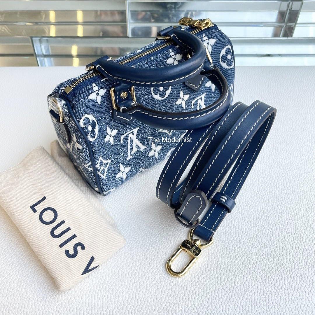 Authentic Louis Vuitton Nano Speedy Denim Blue, Luxury, Bags & Wallets on  Carousell