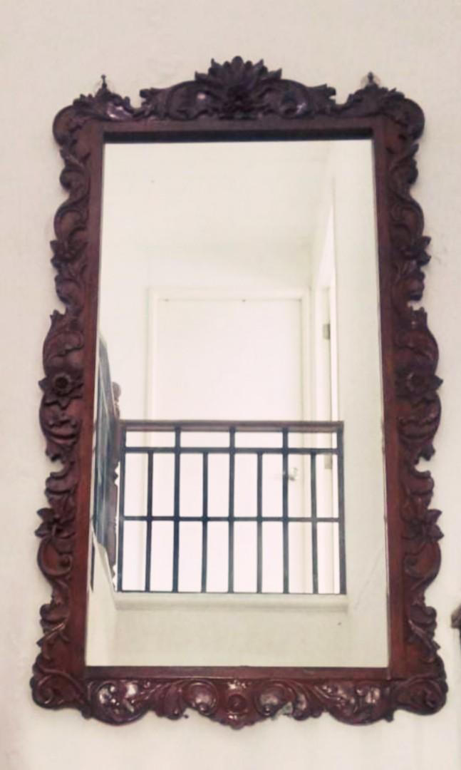 Big mirror with Narra frame, Furniture & Home Living, Furniture, Other