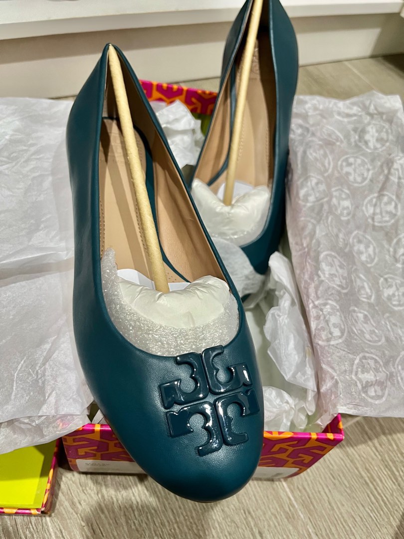 BNIB Tory Burch Lowell flats deep teal Women s Fashion Footwear