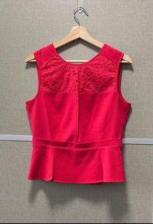 BNWOT BCBG Maxazria Red Peplum Top