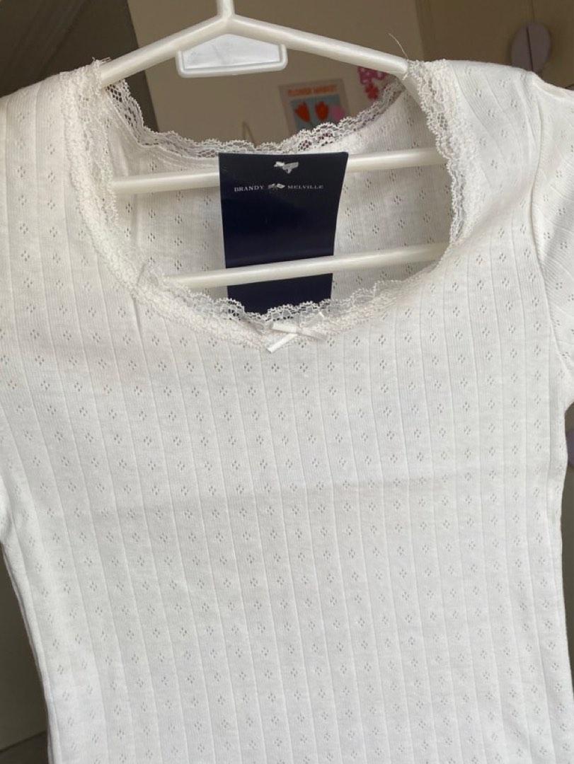 Brandy Melville mckenna lace eyelet top, Women's Fashion, Tops, Blouses on  Carousell